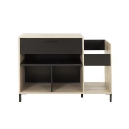 VINILO VINTAGE Muebles de platino - Estilo urbano - Decoración de roble - L 115 x P 40 x A 81 cm VINILO VINTAGE Muebles de platino - Estilo urbano - Decoración de roble - L 115 x P 40 x A 81 cm