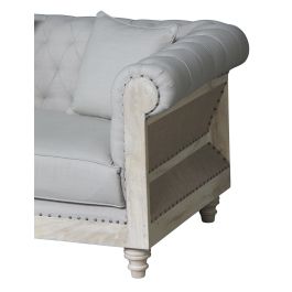 DKD Home Decor Sofá Toscana de 3 plazas, 225x87x79 cm, Madera y Poliéster Verde Claro con 3 cojines