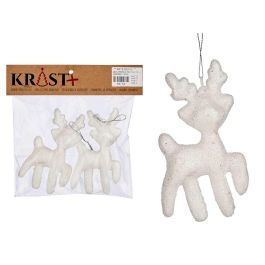 Set 2 Renos Decorativos Navidad 11 cm Krist+ - Blanco, Plástico (72 Unidades) Precio: 64.79000055. SKU: B14NRZ6P2E