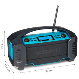 Medion MD 43320 Radio de Obra DAB+ Bluetooth 15W LCD Azul Negro