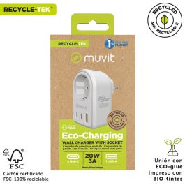 muvit for change enchufe 2 Tipo C 20W + 1 USB blanco