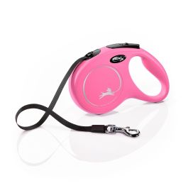 Flexi Correa Retráctil New Classic M Cinta de 5m para Perros hasta 25 kg, Color Rosa, Fabricada en Plástico, Nylon y Metal, Hecha en Alemania
