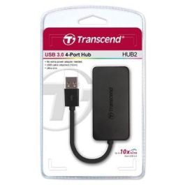 Transcend HUB2 Stick USB-HUB 4 Puertos USB 3.0 sin Adaptador de Corriente