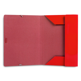 Liderpapel Carpeta de Gomas Tres Solapas Cartón Plastificado Folio Color Rojo