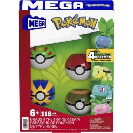 Mega HWR77 Pokémon Entrenador Planta Set de Construcción de Juguete con Bloques Coleccionables para Niños y Fans de Pokémon