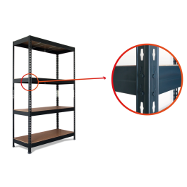 Ar Storage Estantería Metálica 200x200x70 cm, 4 Estantes, 450 kg por Estante, Bandejas de Madera, Sin Tornillos, Gris Antracita