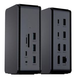 ProXtend USB4 Dual 8K Docking Station Negro Plata, Soporte 2x8K@30Hz, 40Gbps, 100W PD, Compatible con USB-C Windows/macOS/ChromeOS