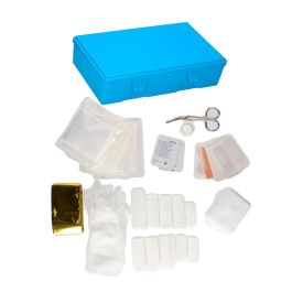 Kit Primeros Auxilios 30 Piezas Botiquín Incluye Tijeras Guantes Pinza Esparadrapo Vendajes Compresas Apósitos Hisopos Folleto
