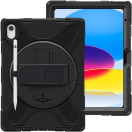eSTUFF Funda AUSTIN Defender Negra para iPad 11ª gen 2025/10ª gen 2022. Antigolpes con soporte 360° y correa de mano/hombro