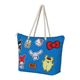 Sanrio Hello Kitty Bolsa de Playa Soleil Stickers Azul - 30L, Poliéster
