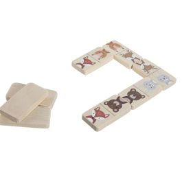 DKD Home Decor Juego de Mesa Domino para Niños, Madera Multicolor, 28 Piezas, 6.5x4x19 cm