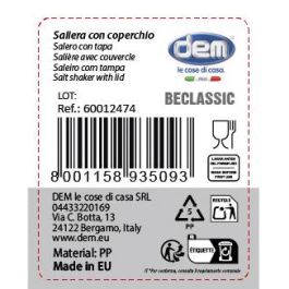 Inde Salero con tapa dispensadora Beclassic, 0,9 L, 11 x 12 x 10,2 cm, 2,40 kg (24 Unidades) Inde Salero con tapa dispensadora Beclassic, 0,9 L, 11 x 12 x 10,2 cm, 2,40 kg (24 Unidades)