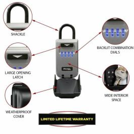 Master Lock Caja de Llaves Segura Retroiluminada con Mango y Combinación Programable de 4 Dígitos para Exterior