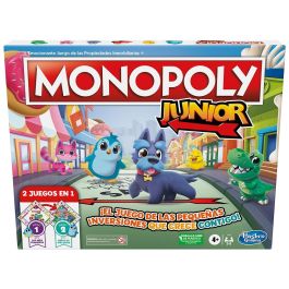 Hasbro Gaming F8562 Monopoly Junior 2 Juegos en 1 - Juego de Mesa Educativo Bilingüe con Tablero Reversible: Contar, Leer y Sumar para Niños +4 años