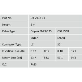 Digitus LWL Patchkabel LC -> SC 1.00m Singlemode Duplex OS2 Cable de Fibra Óptica Monomodo