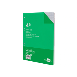 Liderpapel Recambio Cuarto 100 Hojas 60gr Milimetrado 2mm Sin Margen 6 Taladros