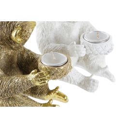 DKD Home Decor Figura Colonial de Mono de Resina Dorado Blanco 10.5 x 14 x 14 cm (4 Unidades) Diseños Surtidos