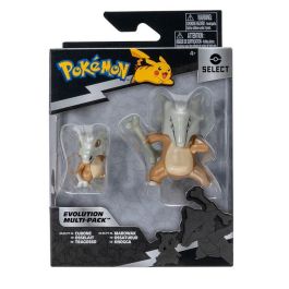 Jazwares Figura Pokemon Multipack Evolution Doble - Cubone y Murowak Articulados, Pack Deluxe Plata y Negro