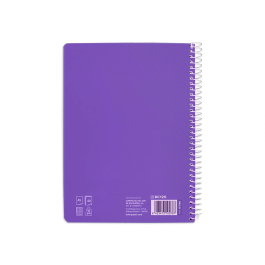 Liderpapel Cuaderno Espiral A5 Tapa Blanda 40 Hojas 75gr Cuadro Pautado 5mm Color Lila