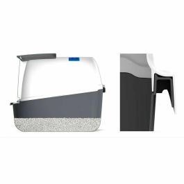 Catit Caja de Arena Cubierta para Gato, Tapa Grande Elevable, Color Gris, con Privacidad y Retención de Arena, Fácil Limpieza, 40x55x45 cm