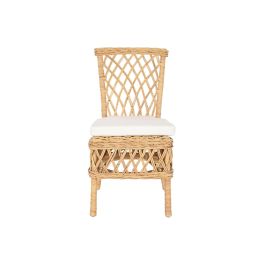 DKD Home Decor Silla Balines Ratan Natural Blanco con Cojín 58 x 90 x 47 cm