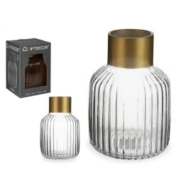 Jarron Cristal Rayas Oro Grande Transparente Giftdecor 14X22CM (6 Unidades) Precio: 80.50000046. SKU: B1HM33G8ED
