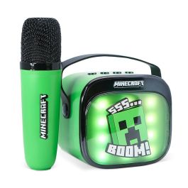 OTL TECHNOLOGIES Altavoz Karaoke Inalámbrico LED Minecraft con Micrófono Bluetooth para Fiestas y Entretenimiento