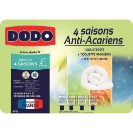 Edredón anti ácaros de 4 estaciones DODO - 140 x 200 cm - Blanco Edredón anti ácaros de 4 estaciones DODO - 140 x 200 cm - Blanco