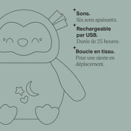 Tommee Tippee TOM5010415916488 Peluche Ayuda para Dormir Ollie The Owl con 6 Sonidos, Recargable USB, Lavable a Máquina y para Viaje