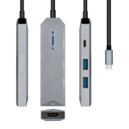 Aisens ASUC-4P002-GR Docking USB Tipo-C 4 en 1 con HDMI 4K, 2xUSB, USB Tipo-C PD, Gris Precio: 15.79000027. SKU: S8423783