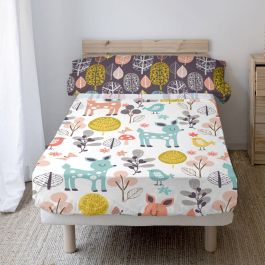 Juego de Sábanas HappyFriday Moshi Moshi Woodland Multicolor Cama de 80/90 2 Piezas