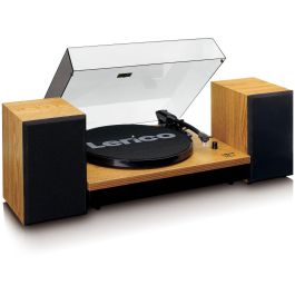 Lenco LS-300 Tocadiscos de Tracción por Correa, Madera/Negro, 33/45 RPM, Bluetooth, con Altavoces y Autostop