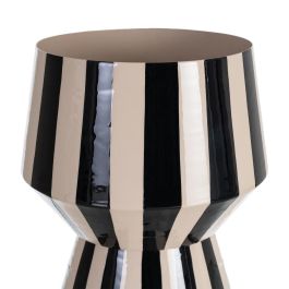 Jarrón Rayas Blanco-Negro Metal 21 X 21 X 21,50 cm