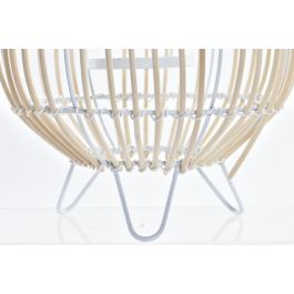 DKD Home Decor Portavela Urban de Metal y Ratán Blanco Marrón 22 x 23 x 22 cm (4 Unidades)