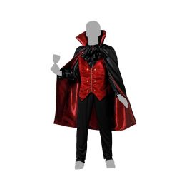 Disfraz de Vampiro Gótico con Chaleco Rojo y Capa Negra de Poliéster para Hombre Adulto, Talla XL - Ideal para Halloween y Fiestas Temáticas