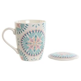 Mug Infusiones Mediterraneo DKD Home Decor Blanco Azul 6 x 10.5 x 8.3 cm (2 Unidades)