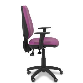 PIQUERAS Y CRESPO Silla Elche asincro similpiel morado con brazo regulable y ruedas de parque
