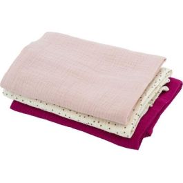 Set de 3 Arrullos de Bambú - DOMIVA - 1 Estampado + 2 Lisos - Rosa Granadina - 60x60 cm Precio: 29.88999959. SKU: B1BXZA46BY