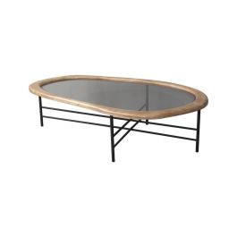 Mesa de Centro Home ESPRIT Marrón Negro Cristal Madera de abeto 120 x 69 x 33 cm