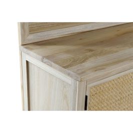 Perchero con espejo Home ESPRIT Natural Ratán Madera de Paulonia Espejo 92 x 40 x 181 cm