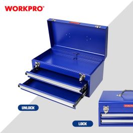 Caja de herramientas, metálica, 2 cajones, 46 x 24 x 22 cm