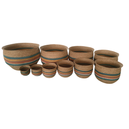 DKD Home Decor Macetero árabe Firope de fibra, multicolor, 75 x 75 x 47 cm, Set de 10