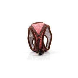 Gloria Petral para Perro Puntos Rosa XS Cuello 17-22 cm Pecho 20-25 cm Malla Transpirable Acolchado Ajuste Velcro Cierre Rápido