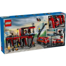 LEGO 60414 City Set de Construcción Estación de Bomberos y Camión de Bomberos con Figura de Perro y 5 Minifiguras