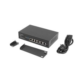 Lanberg RSFE-4P-2FE-60 Switch PoE No Administrado 6 Puertos Fast Ethernet 10/100 Montaje en Rack 1U Negro
