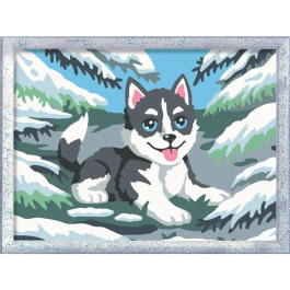 Ravensburger CreArt Pintar por Números Huski de Nieve 18x24cm Kit de Pintura a partir de 7 Años Ref 12023226