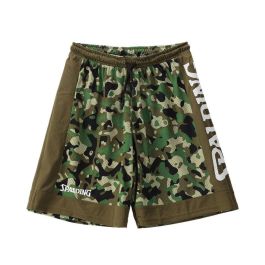 Pantalones Cortos de Baloncesto para Hombre Spalding Marrón Verde militar Reversible