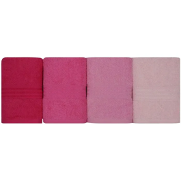 Juego de 4 Toallas de Mano - 50 cm x 90 cm - Rosa - HOB8681181150344