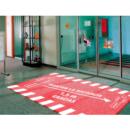 Novus dahle Alfombra de suelo Novus Manten la Distancia Fondo Rojo 85x150 cm