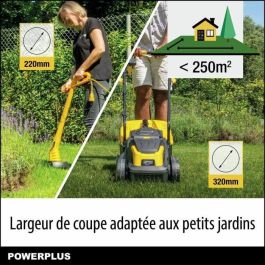Powerplus POWXG62205T Kit Cortadora de césped eléctrica 1300W y Bordeadora de jardín 250W, Ø 220mm